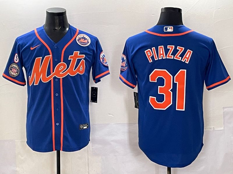 Men 2025 New York Mets #31 Piazza Blue Game Nike MLB Jersey style 015